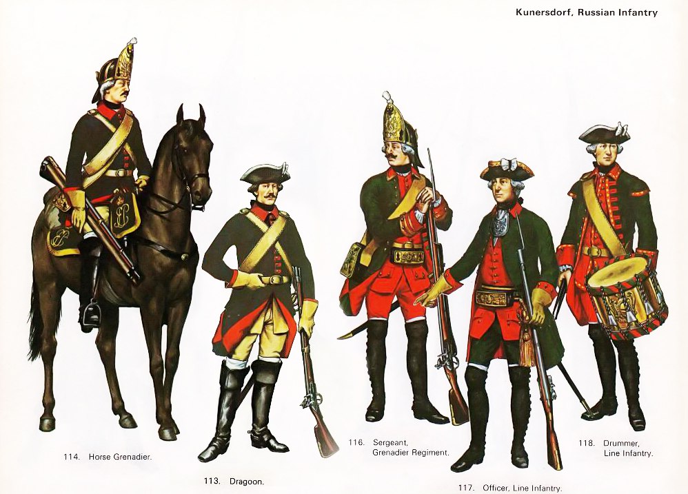 Российские солдаты 1740-1750 гг.
